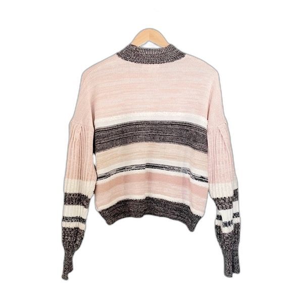 Takara Sweater Preppy Striped Statement Sleeve Pullover Pink Women's Size Medium - Picture 2 of 10